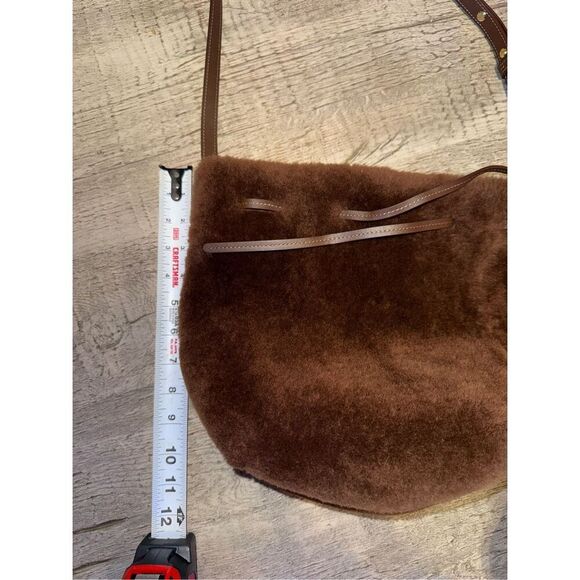 Mansur Gavriel Shearling Mini Bucket Bag in Dark Brown - Picture 10 of 11
